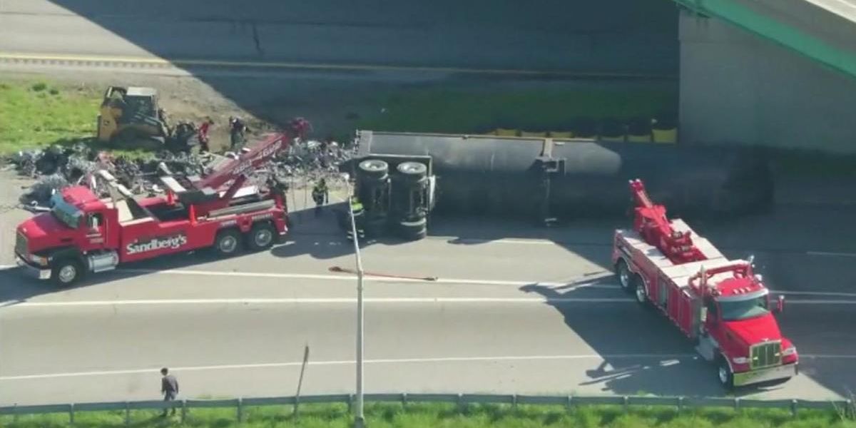 Big Highway Havoc Truck Accident Spills Scrap Metal In Northwest Indiana