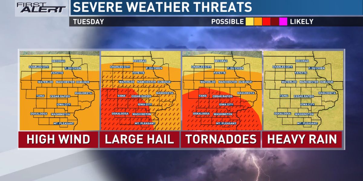 Weather Alert Severe Storm Risk Increases Tuesday - Be Weather Ready