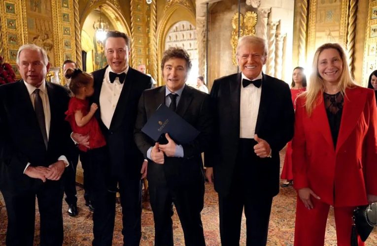 Chainsaw-wielding Argentine prez Milei is FIRST leader to meet Trump since election as he dances to YMCA at Mar-a-Lago