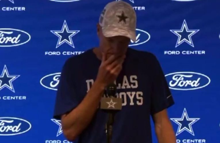 Dallas Cowboys coach breaks down in tears during live interview after horror injury to star player in emotional scenes