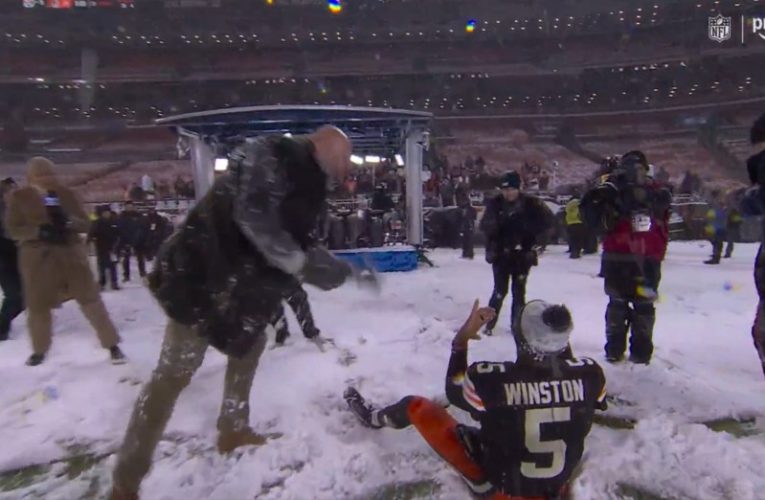 Jameis Winston’s postgame interview descends into snowball fight with Amazon Prime crew after epic Cleveland Browns win